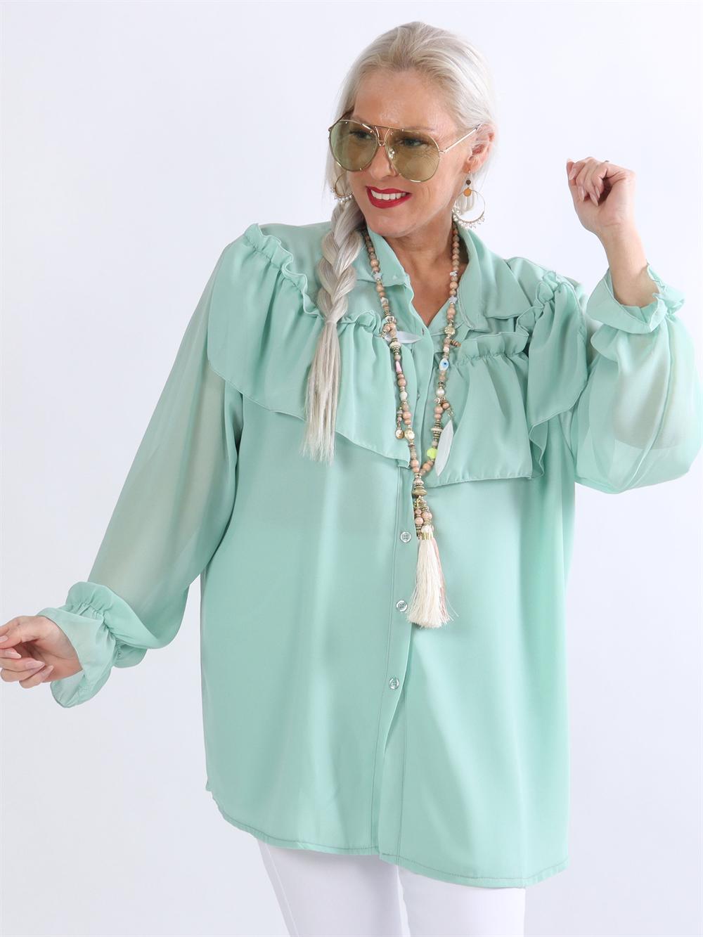 Chia - Tunika i chiffong med volanger